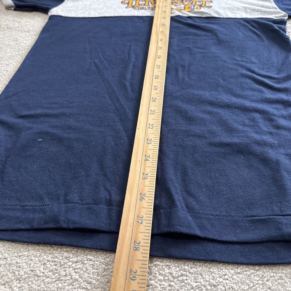 Vintage 80s Champion Tennessee Tech TTU Ringer T Shirt Blue L USA 50/50 - Picture 7 of 8